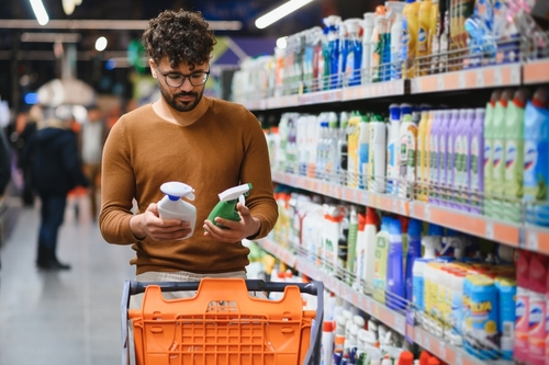 Shopper deciding between two products